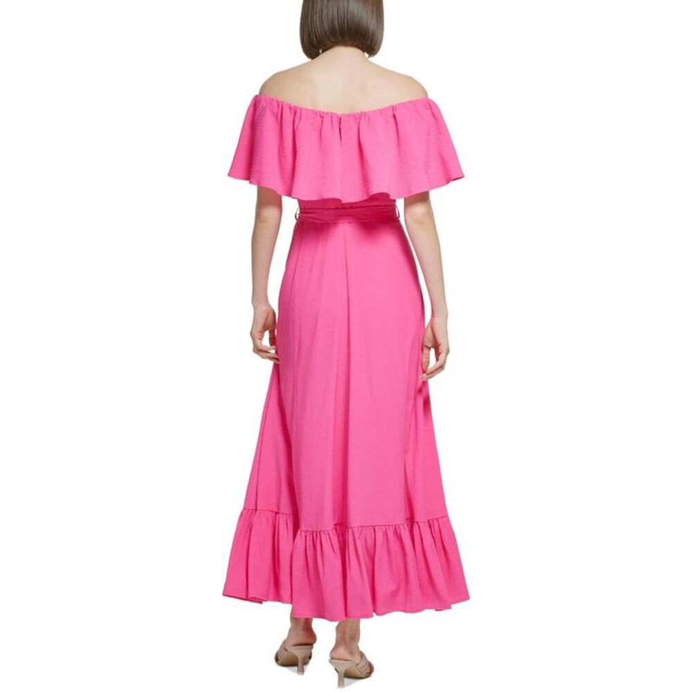 Calvin Klein Womens Pink Crinkled Long Summer Maxi Dress Imperfections - Picture 2 of 3